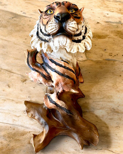 Statuette "Tiger Kongen af Junglen" med mulighed for gravering, figur 29 cm høj, dekoration til gave