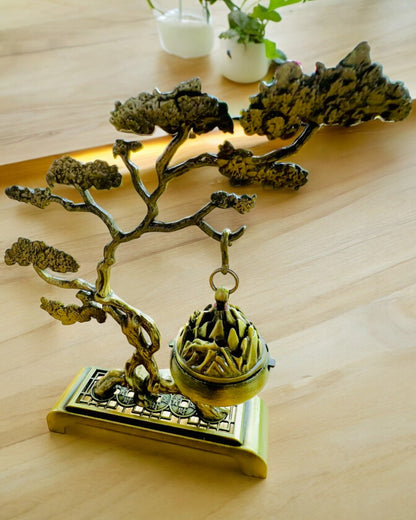 Elegant Metalisk Røgelsesholder Bonsai - mulighed for personliggørelse med gravering som gave