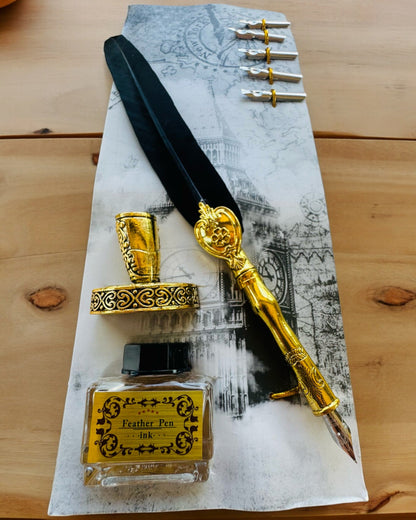 Elegant Fjerpen med Tilbehørssæt - Royal Quill, mulighed for personliggørelse med gravering