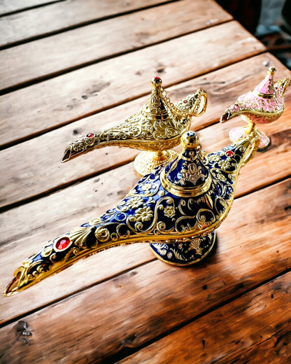 Magisk Aladdin Lampe med Gravering Mulighed - Klassisk Guld Variant, flettet