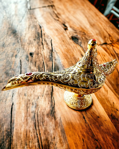 Magisk Aladdin Lampe med Gravering Mulighed - Klassisk Guld Variant, flettet